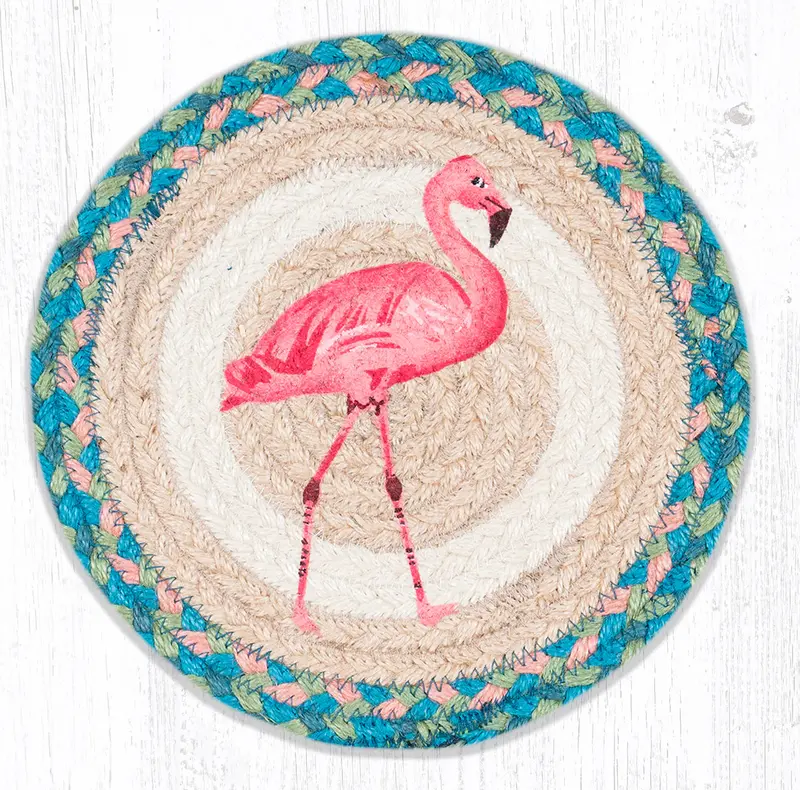 10-Inch Blue Flamingo Jute Trivet 1
