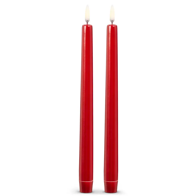 10-Inch Metallic Red Taper Candles For Holiday Decor 1