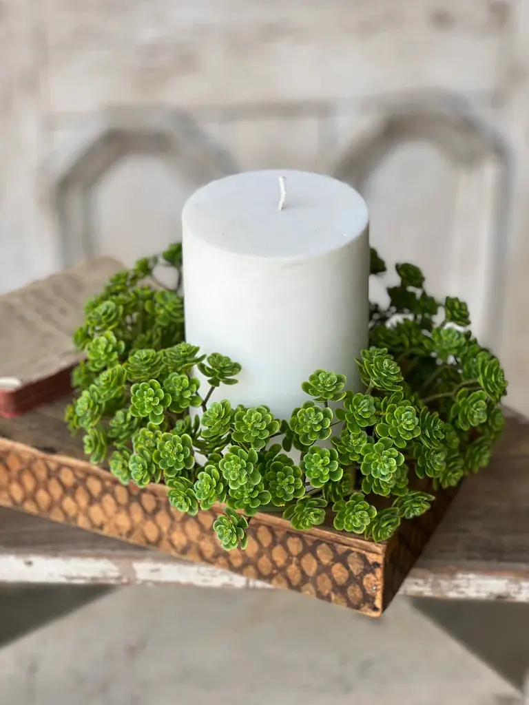 10-Inch Mini Stonecrop Candle Ring Accent 1