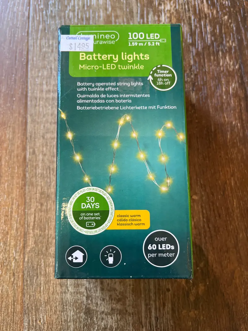 100-Micro Led Yellow Lights On Flexible Silver Wire – Battery Or Plug-In 1