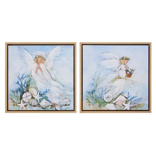 12-Inch Coastal Angel Wall Art — Framed, Two Design Variants 1
