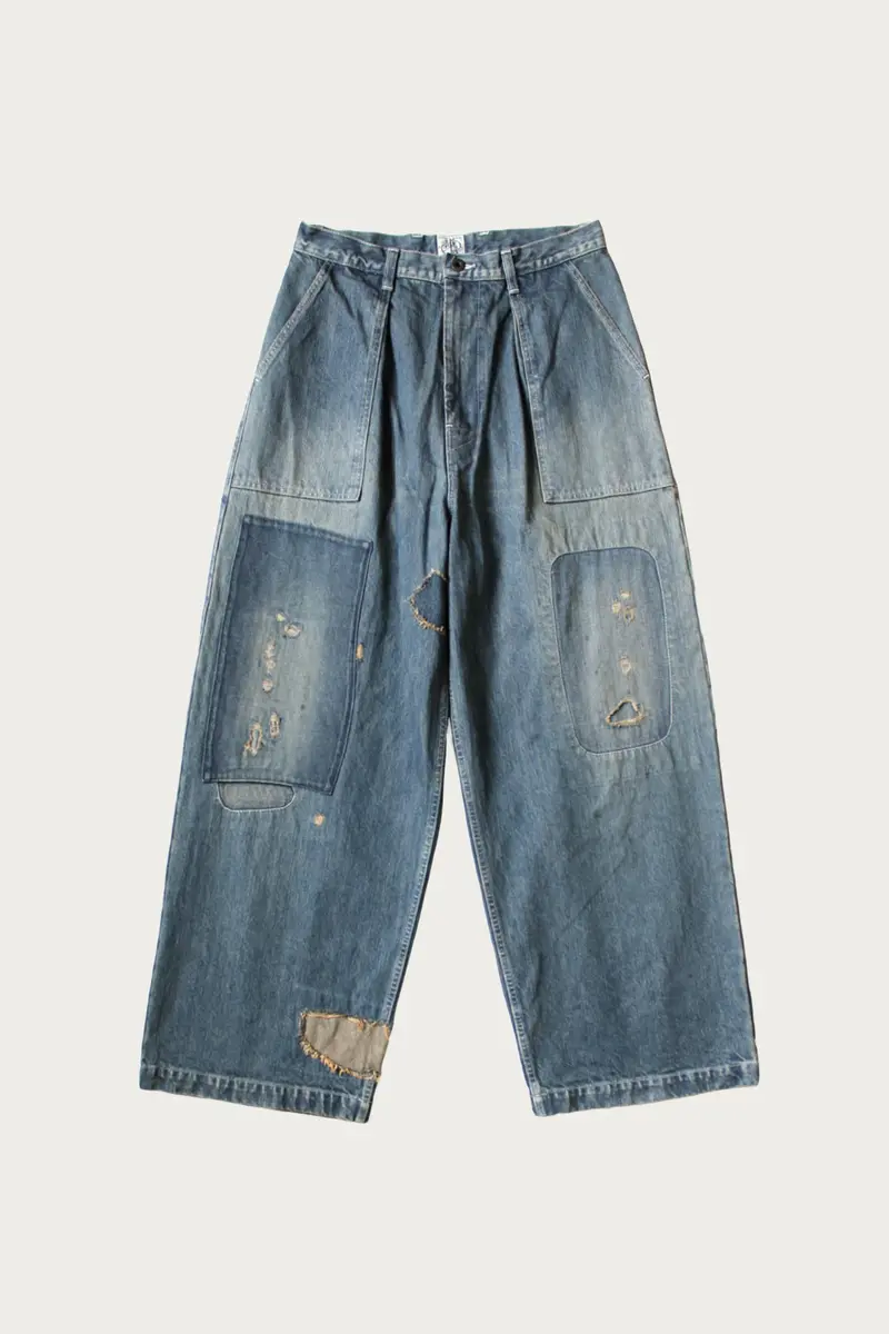 14Oz Indigo Denim Fatigue Baggy Trousers – Rushfield Remake 1