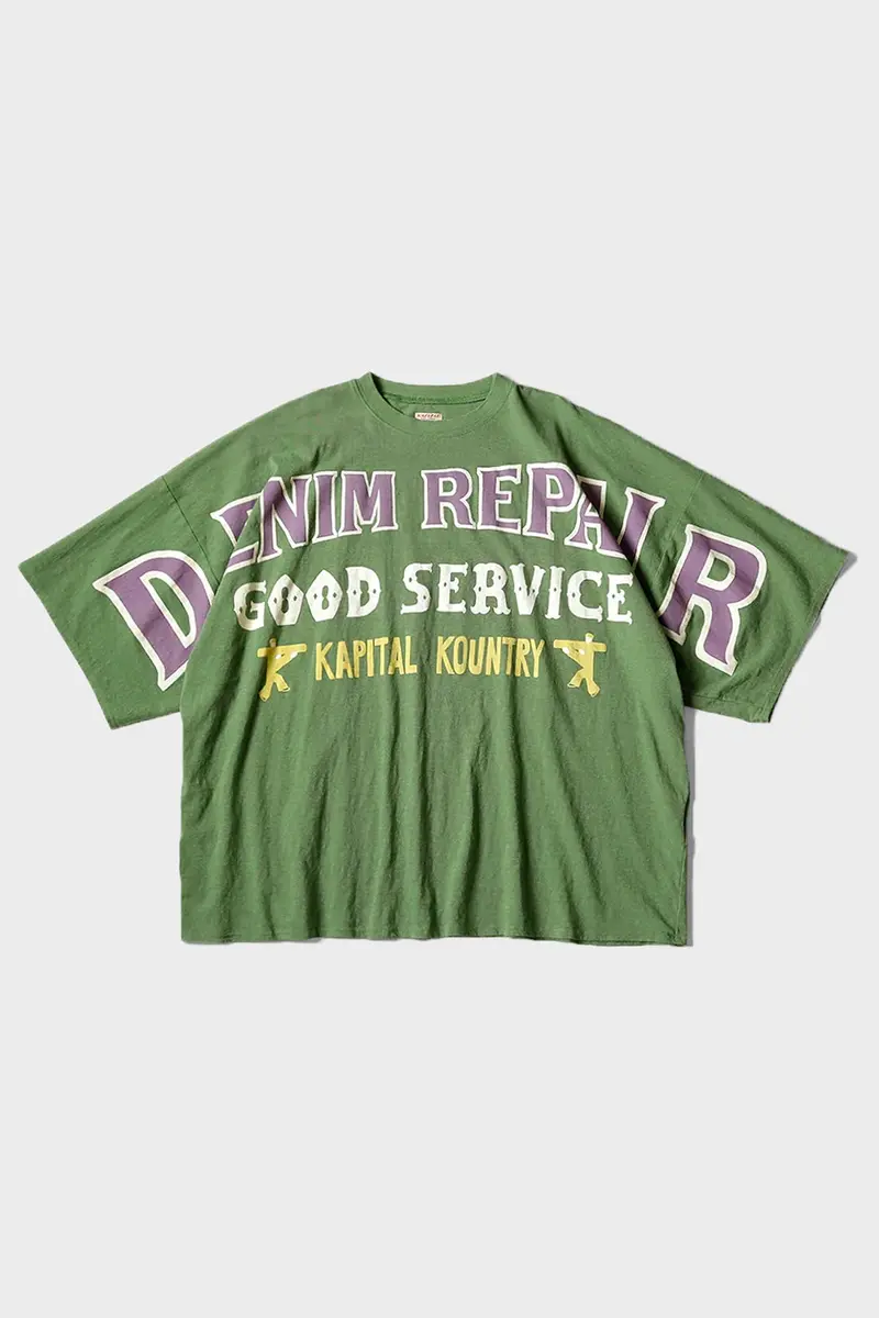 18.5/- Denim-Repair Green Jersey Oversized Tee 1