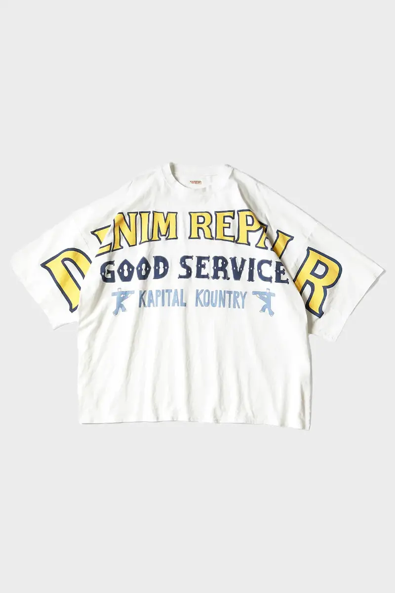18.5/- Denim-Repair White Jersey Oversized Tee 1
