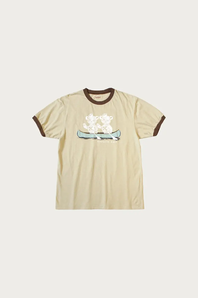 20/- Jersey Ringer T-Shirt With "K" Bear Motif In Warm Beige 1