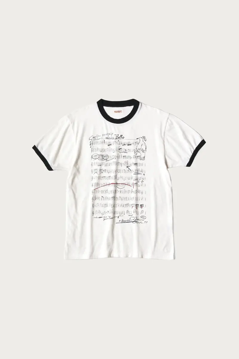 20/- Jersey Ringer Tee – Boro Elegy Design In Natural Undyed Cotton 1