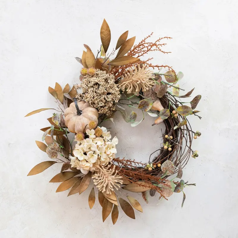 24-Inch Autumn Wreath Featuring Mini Squash And Berries 1