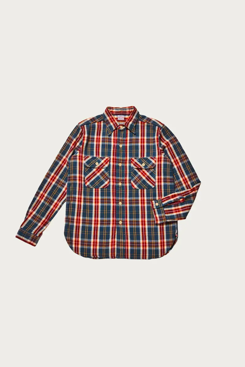 3104 Flannel Shirt – Deep Navy And Off-White Check (Pattern B) 1