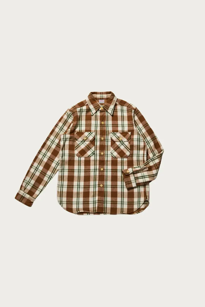 3104 Flannel Shirt – Forest Green And Off-White Check (Pattern C) 1