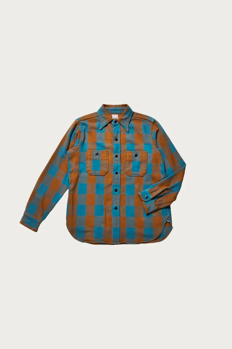 3104 Flannel Shirt – Navy And Off-White Check (Pattern F) 1