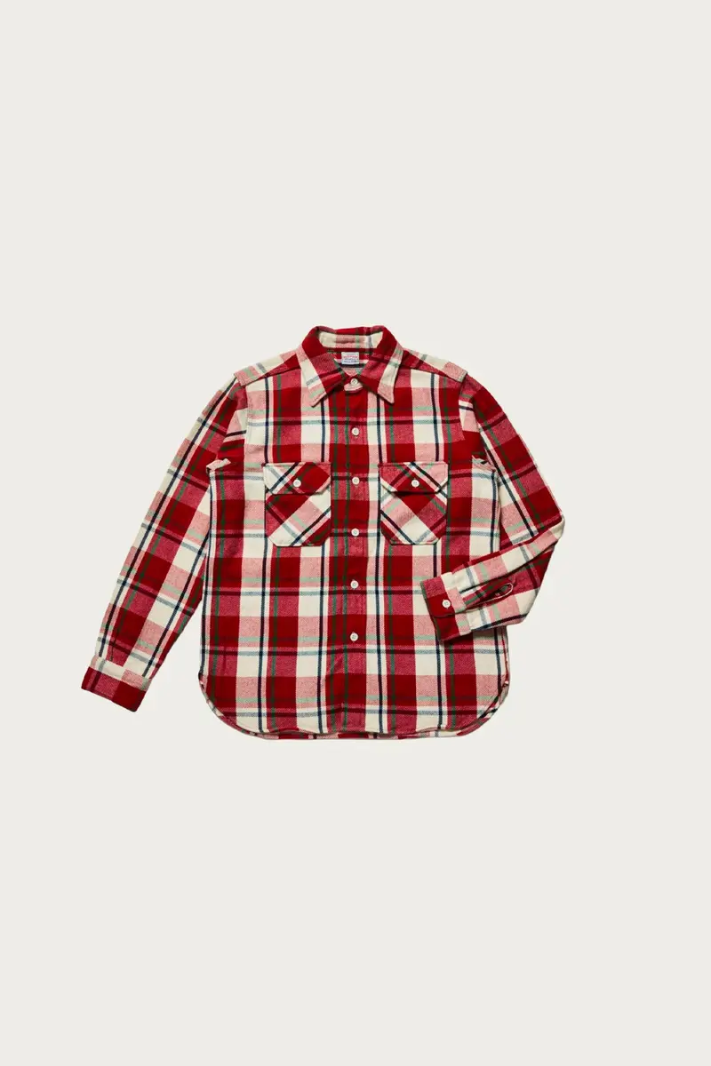 3104 Flannel Shirt – Red And Off-White Check (Pattern C) 1
