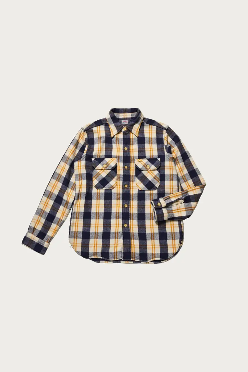 3104 Flannel Shirt – Sax Blue And Off-White Check (Pattern A) 1