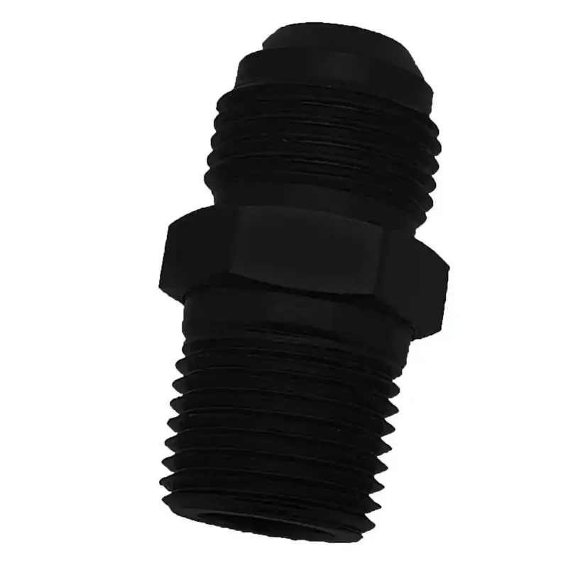 -4An To 1/8" Nptf Black Steel Straight Flare-To-Pipe Adapter Fitting 1