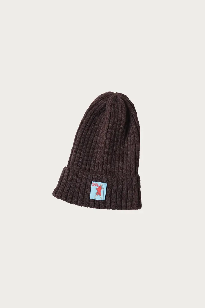 5-Gauge Wool Knit Beanie In Brown 1