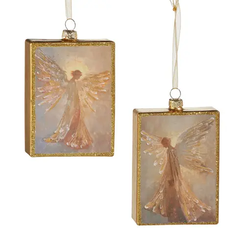 5-Inch Celestial Radiance Rectangle Ornament – Shimmering Glass Holiday Charm 1