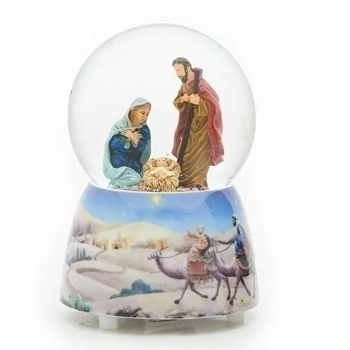 5-Inch Musical Nativity Snow Globe With Rotating Scene 1