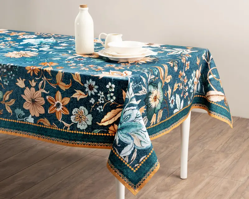 54-Inch Dark Teal Luxury Loft Tablecloth – Premium Square Fabric 1