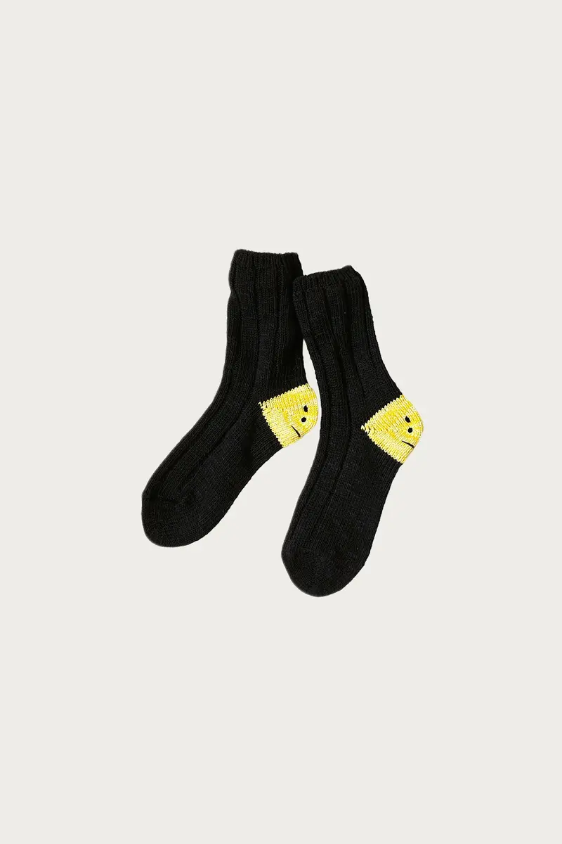 56 Yarns Ma-1 Rainbow Happy Heel Socks In Black 1