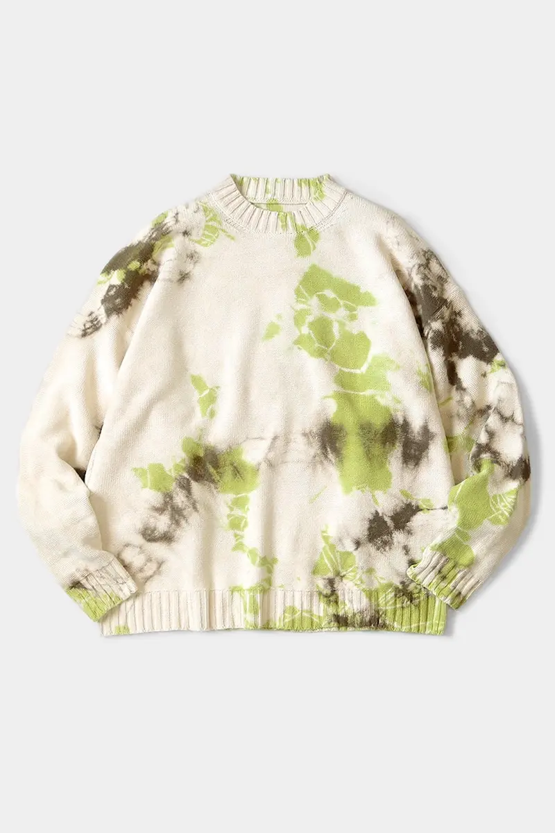 5G Cotton Knit Dolman Sweater – Ashbury-Dyed Light Green & Brown 1