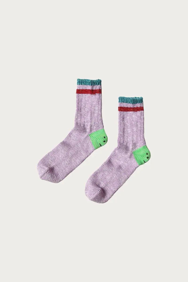 60-Yarn Ivy Rainbowy Heel-Hold Socks – Purple & Green 1