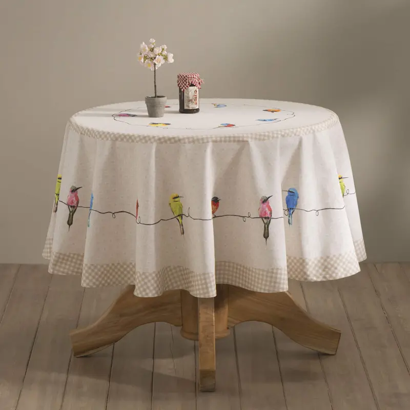 63-Inch Round Tablecloth – Birdies On A Wire Pattern 1