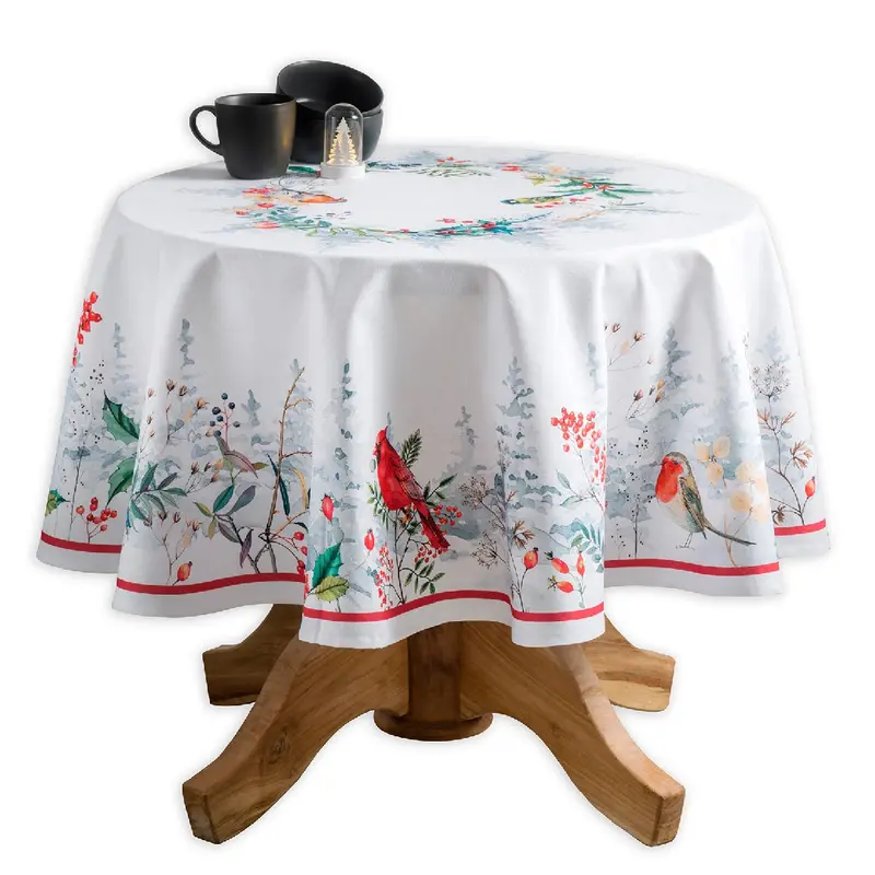 69-Inch Round Morzine-Inspired Holiday Tablecloth 1
