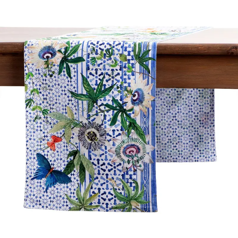 72-Inch Double-Sided Passiflora Table Runner – Lush Vine Motif 1