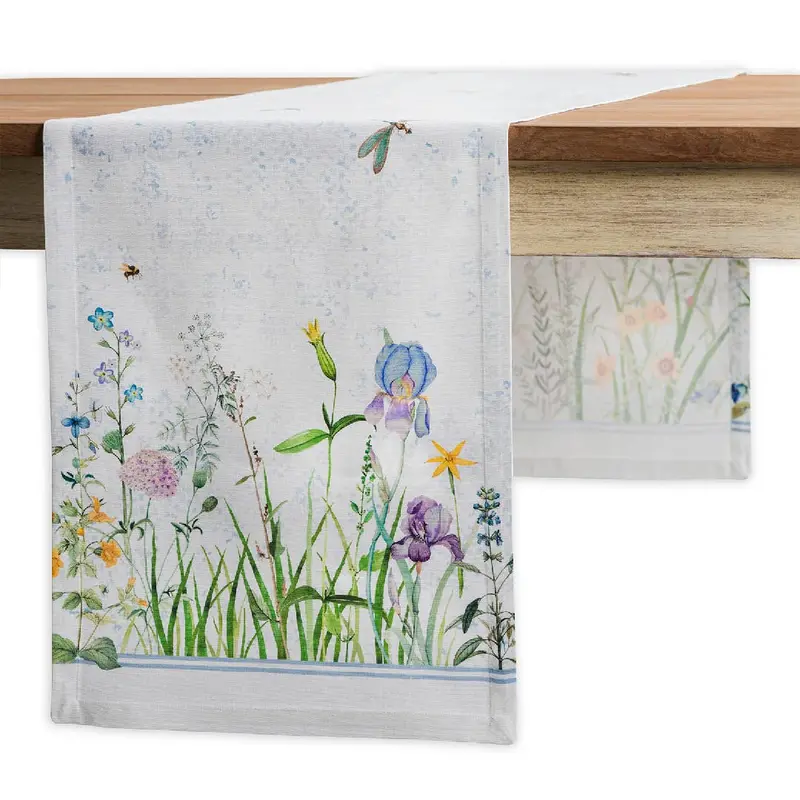 72-Inch Fleurs De Mai Table Runner – French-Inspired Botanical Design 1