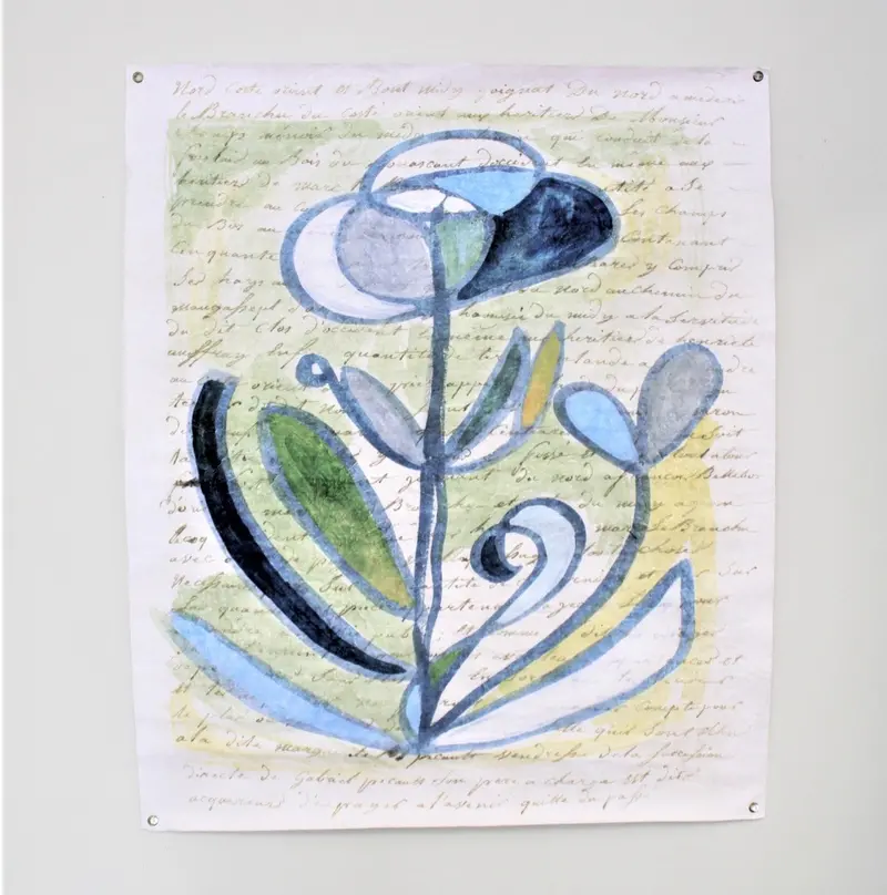 Abstract Blue And Green Floral Paper Art – Handcrafted Wall Decor 1