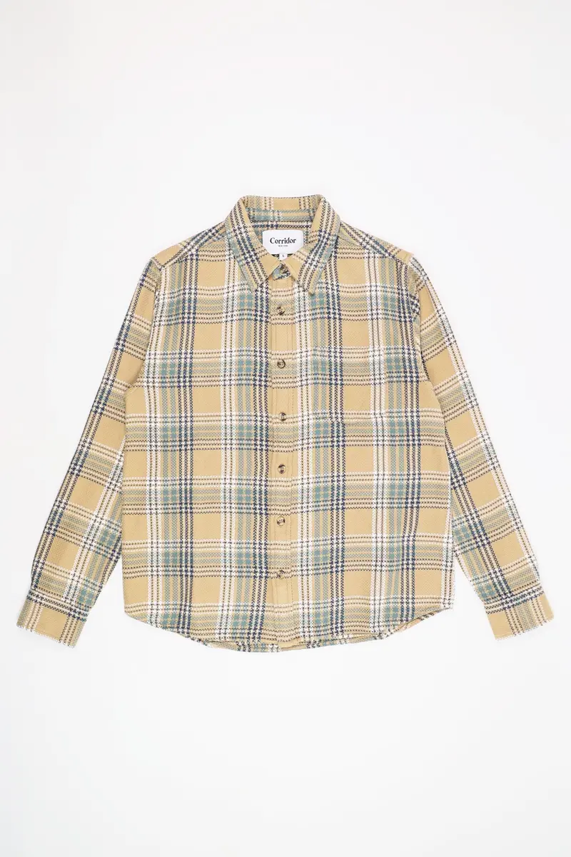 Acid-Wash Plaid Stag Shirt In Tan 1
