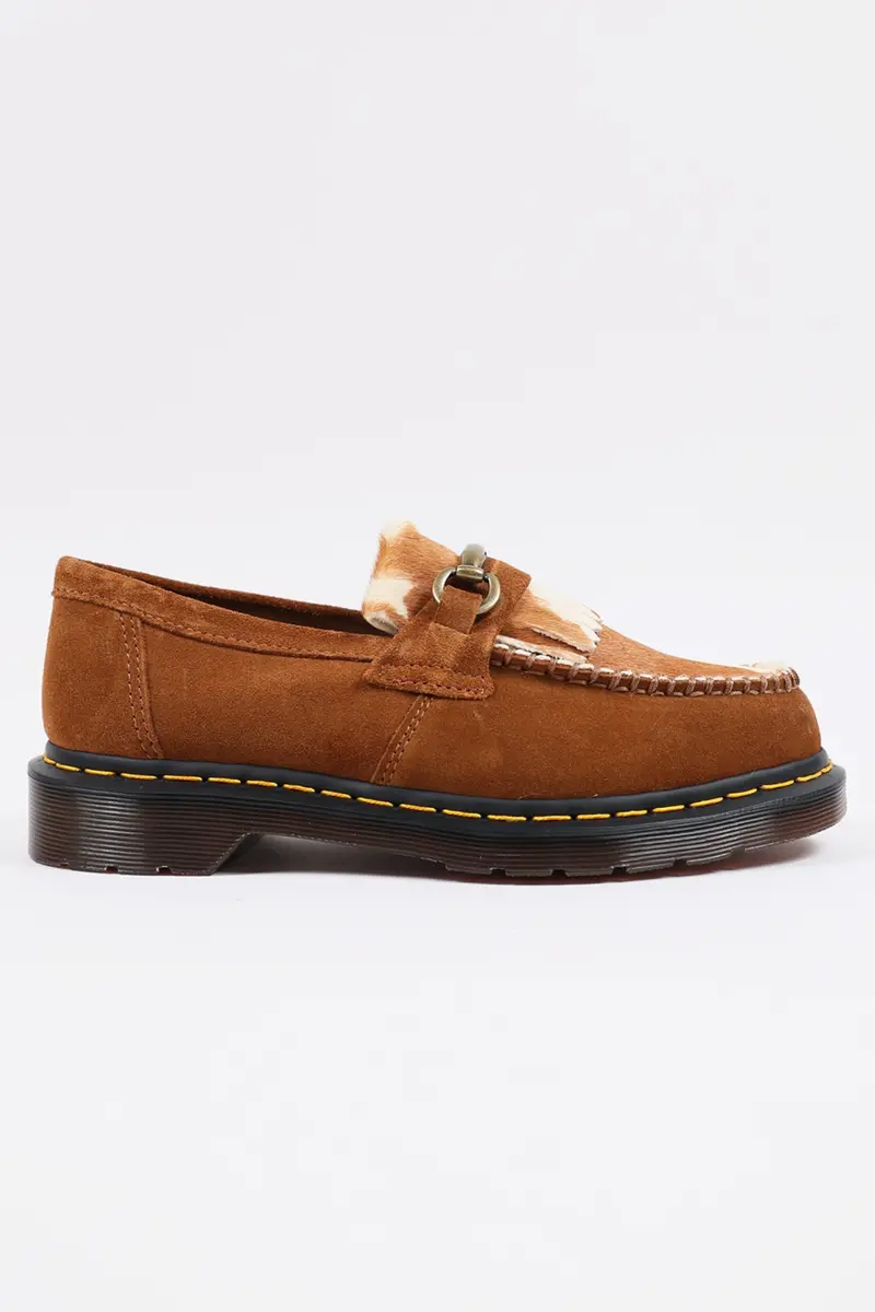 Adrian Snaffle Loafer – Pecan Brown With Jersey Cow Print Accents 1