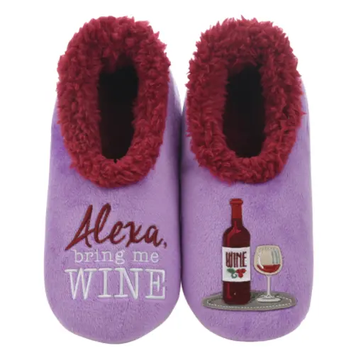 Alexa, Bring Me Wine Snoozies Fleece Slippers 1
