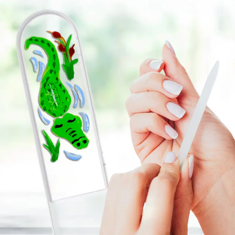 Alligator Reptile Design Clear Czech Crystal Nail File 1