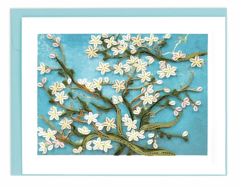 Almond Blossoms Quilled Card – Handcrafted Artist Collection 1