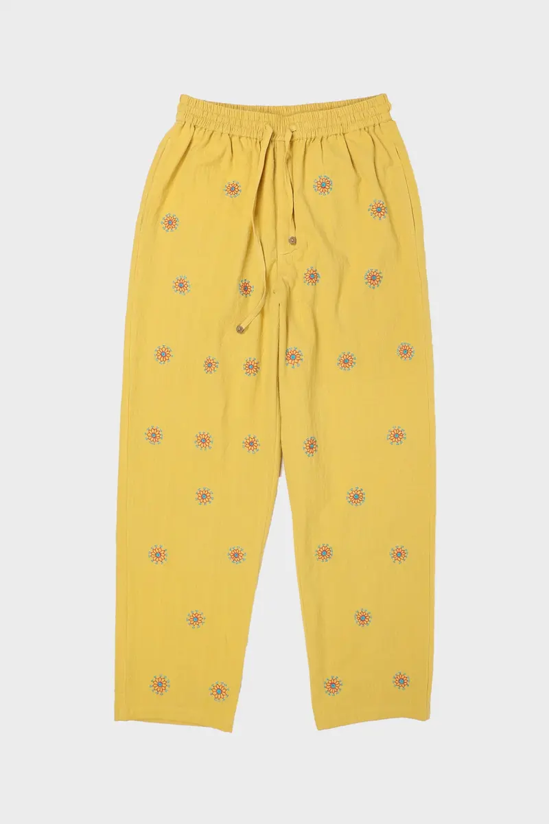 Amber-Embroidered Yellow Pants 1