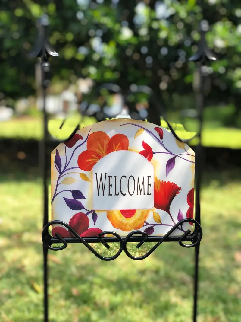Amber Floral Welcome Garden Sign 1
