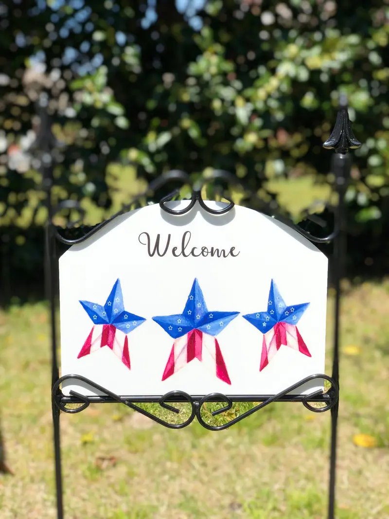 Americana Stars White Background Welcome Sign 1