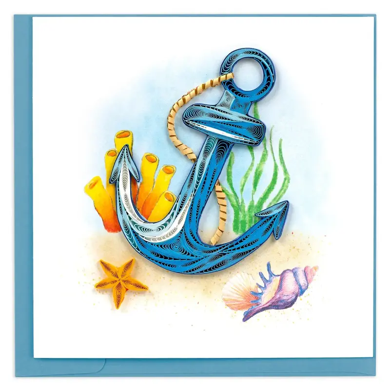 Anchor-Themed Quilling Greeting Card – Nautical Handmade Design 1