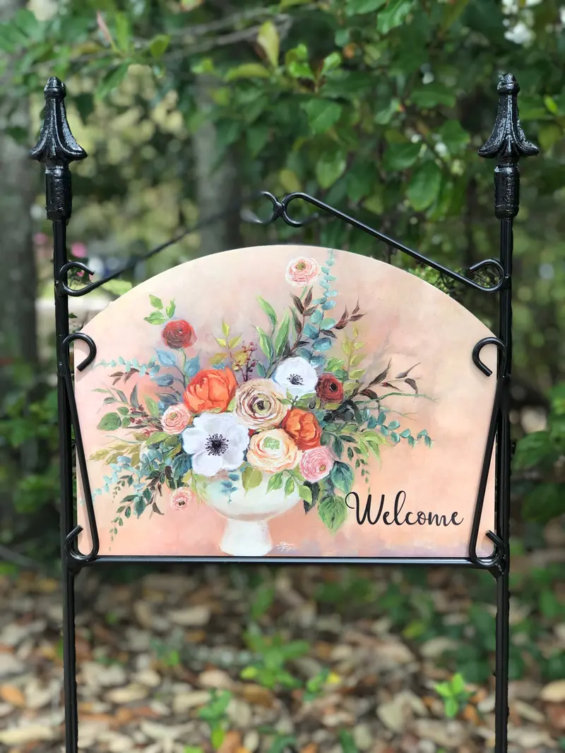 Anemone Welcome Sign – Botanical Entryway Decoration 1