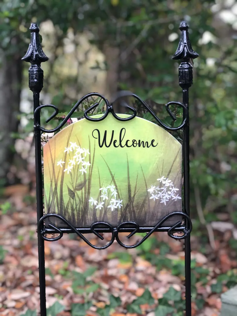 Anna Lisa Garden Sign – Elegant Script Personalized Yard Art 1