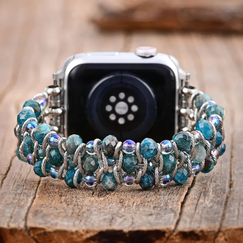 Apatite Azure Braided Apple Watch Band – Oceanic Tone & Textured Weave 1