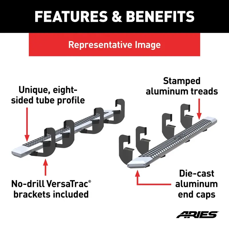 Aries Advantedge Chrome Side Bars – 5.5" X 91", Fits Select Chevrolet & Gmc Trucks 1