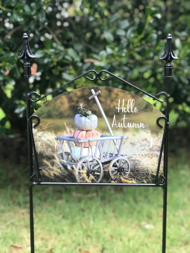 Autumn Goat Cart Outdoor Garden Sign 1