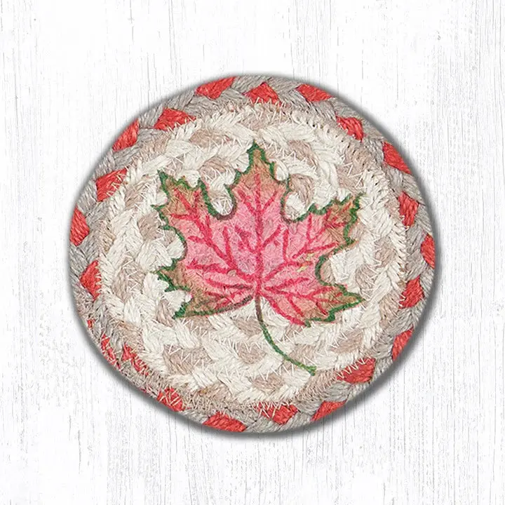 Autumn Leaf Jute Coaster – 5-Inch Seasonal Accent 1