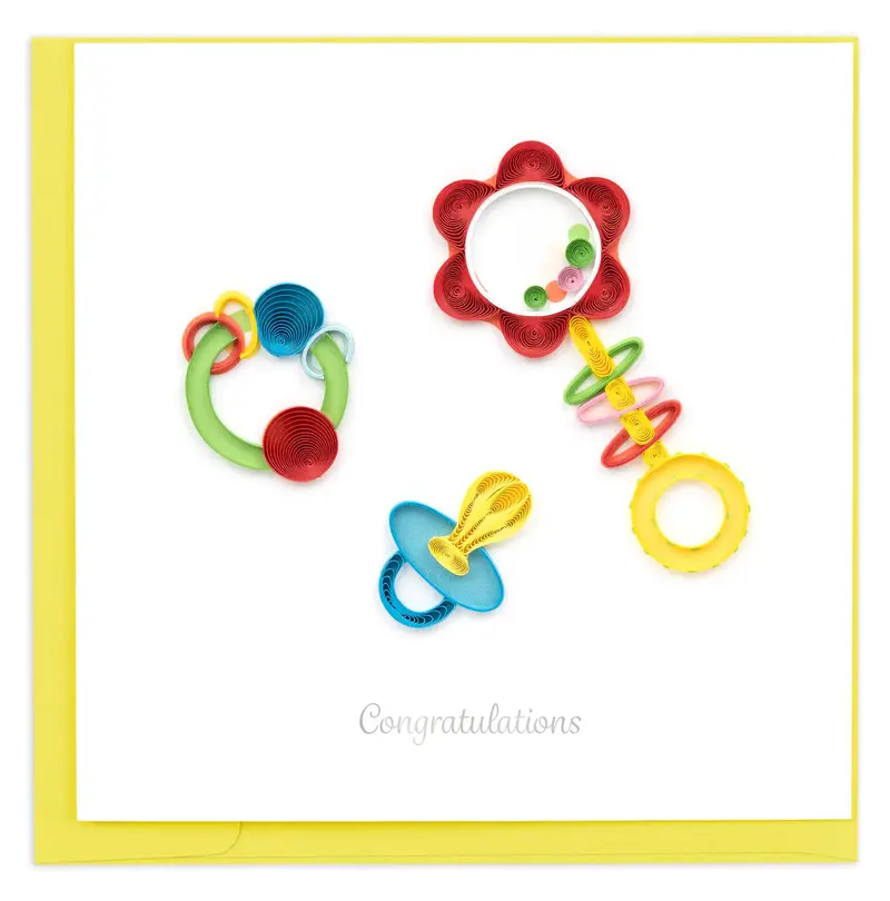 Baby Rattles Quilled Greeting Card 1