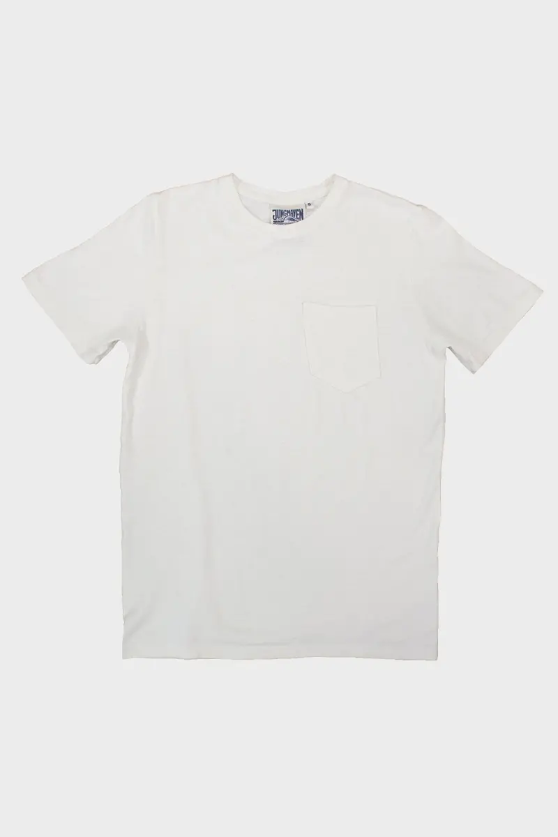 Baja Pocket Tee – Washed White Vintage-Style Cotton Tee 1