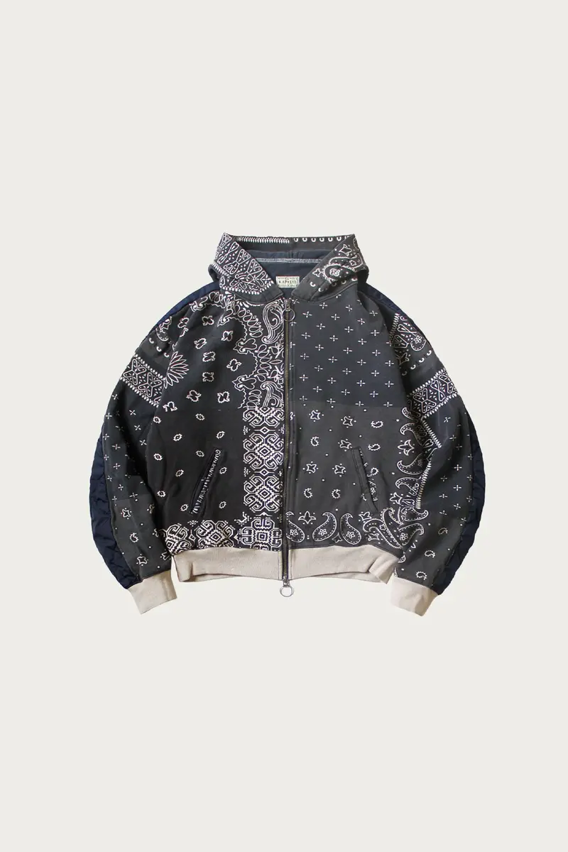 Bandanna Bivouac Hooded Blouson In Black – Swt Knit 1