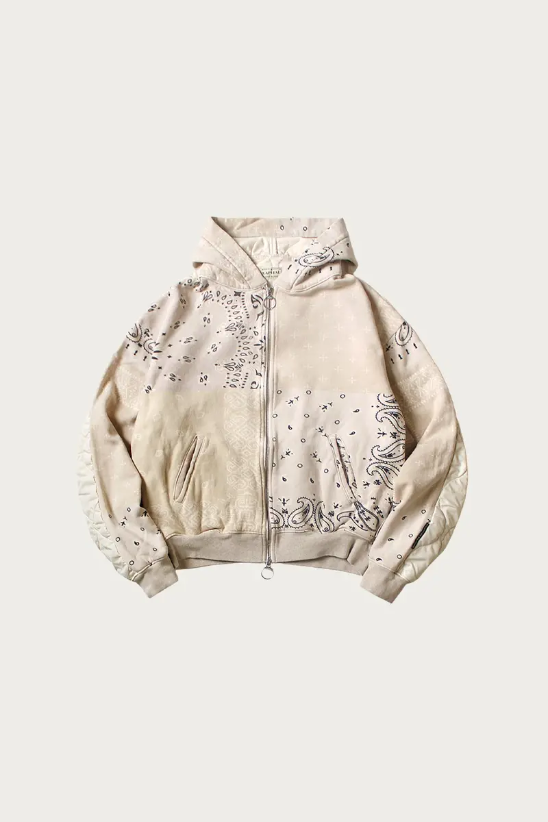 Bandanna Bivouac Hooded Blouson In Natural – Swt Knit 1