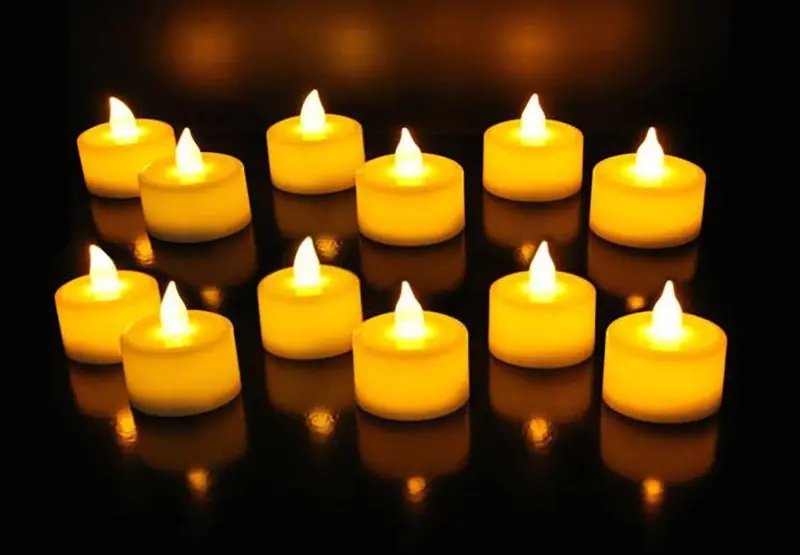 Battery-Powered Led Flickering Tea Light With 6-Hour Auto Shut-Off Timer 1