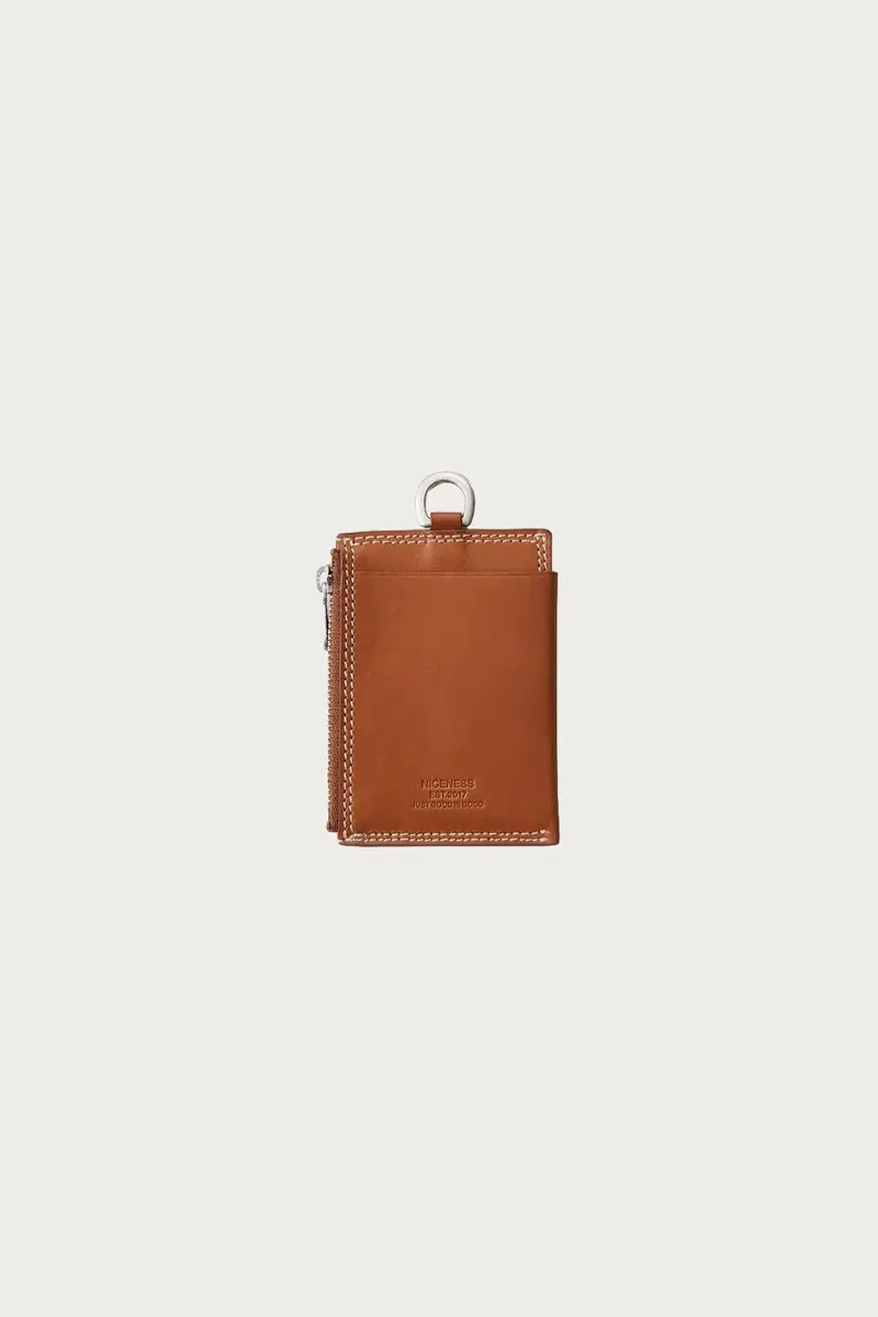 Bay Ray Zippered Card Organizer In Cognac Leather 1